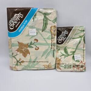 Vintage NOS Room Concepts Cotton Blend Double Sheet Set Flat & Fitted China Song